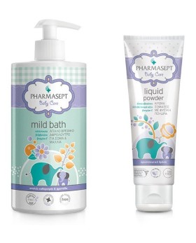 Pharmasept Baby Care Promo Mild Bath Βρεφικό Αφρόλουτρο 1LT & Liquid Powder 150ml