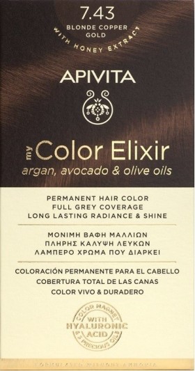 Apivita My Color Elixir Βαφή Μαλλιών 7.43 Ξανθό Χάλκινο Μελί