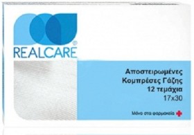 Real Care Αποστειρωμένες Κομπρέσες Γάζης 17x30 12τμχ