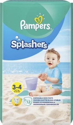 Pampers Splashers Αδιάβροχες Βρεφικές Πάνες-Μαγιό No 3-4 (6-11kg) 12τμχ