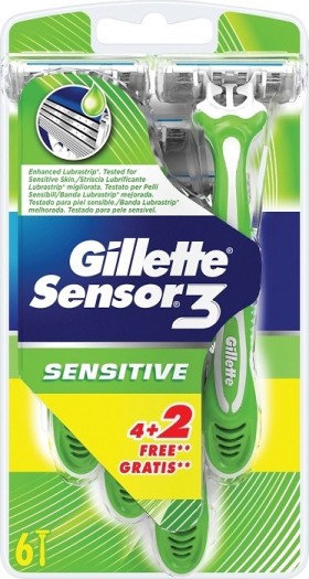 Gillette Sensor 3 Sensitive Ξυραφάκια 4+2 ΔΩΡΟ