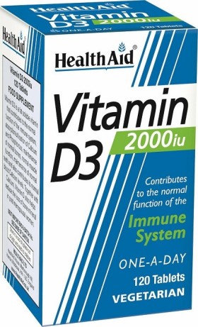 Health Aid Vitamin D3 2000iu Βιταμίνη D3 για Ενίσχυση του Ανοσοποιητικού Συστήματος 120Tabs