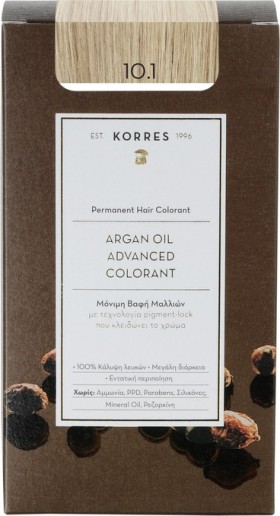 Korres Argan Oil Μόνιμη Βαφή 10.1 Ξανθό Πλατίνας Σαντρέ 50ml