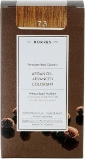 Korres Argan Oil Μόνιμη Βαφή  7.3 Ξανθό Χρυσό Μελί 50ml