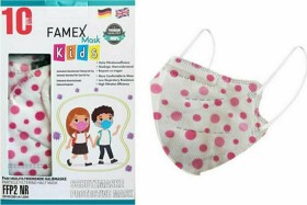 Famex Mask Kids FFP2 NR Παιδική Μάσκα Προστασίας Ροζ Πουά 1τμχ