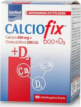 Intermed Calciofix Συμπλήρωμα Διατροφής 600mg Aσβεστίου & 200IU Βιταμίνης D3 90Tabs