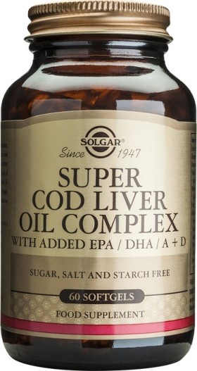 Solgar Super Cod Liver Oil Complex Μουρουνέλαιο με Βιταμίνες A & D 60Gels