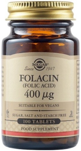 Solgar Folacin (Folic Acid) 400mg Συμπλήρωμα Διατροφής 100Tabs