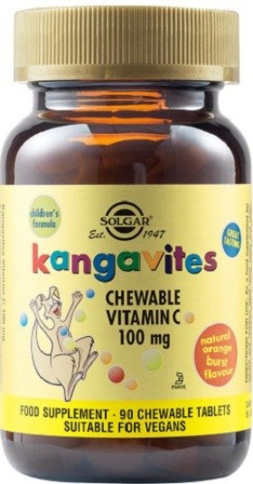 Solgar Kangavites Vitamin C Βιταμίνη C για Παιδιά 3+ ετών 100mg 90Chew. Tabs