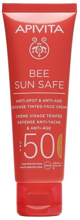Apivita Bee Sun Safe Anti-Spot & Anti-Age Tinted Face Cream Κρέμα Κατά των Πανάδων & των Ρυτίδων με Χρώμα spf50 50ml