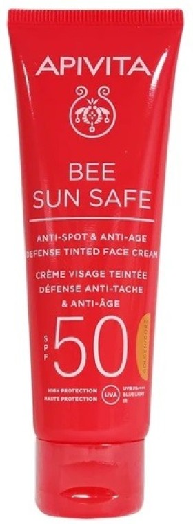 Apivita Bee Sun Safe Anti-Spot & Anti-Age Tinted Face Cream Κρέμα Κατά των Πανάδων & των Ρυτίδων με Χρώμα Golden spf50 50ml