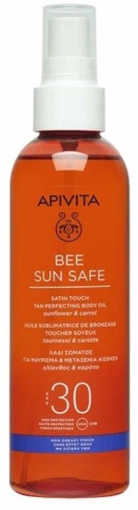 Apivita Bee Sun Safe Satin Touch Tan Perfecting Body Oil Λάδι για Μαύρισμα spf30 200ml
