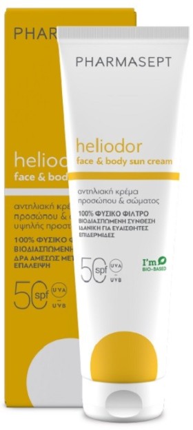 Pharmasept Heliodor Face & Body Sun Cream spf50 Αντηλιακή Κρέμα Προσώπου & Σώματος Υψηλής Προστασίας 150ml