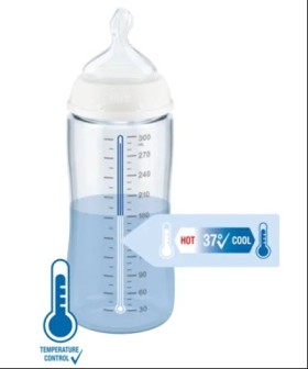 NUK First Choice Plus Night Μπιμπερό που Λάμπει στο Σκοτάδι με Έλεγχο Θερμοκρασίας  6-18m 300ml