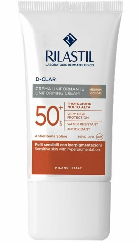 Rilastil D - Clar SPF50+ Uniforming Cream Αντηλιακή Κρέμα Προσώπου με Χρώμα Medium Απόχρωση 40ml