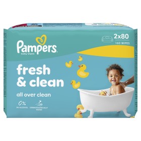 Pampers Fresh Clean Μωρομάντηλα χωρίς Οινόπνευμα & Parabens (2x80τμχ) 160 Τεμάχια