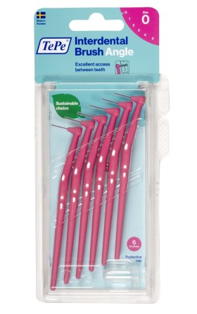 TePe Angle Μεσοδόντια Βουρτσάκια με Λαβή 0.4mm Ροζ 6τμχ