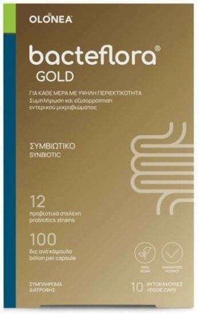 Olonea BacteFlora Gold Συμβιωτικό για Υγεία & Ομαλή Λειτουργία Εντέρου με Υψηλή Περιεκτικότητα 10κάψουλες