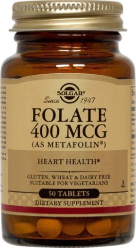 Solgar Folate (As Metafolin) Φολικό Οξύ 400mg 50Tabs