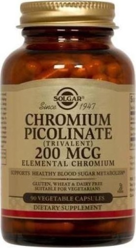 Solgar Chromium Picolinate Πικολινικό Xρώμιο 200mg 90Tabs