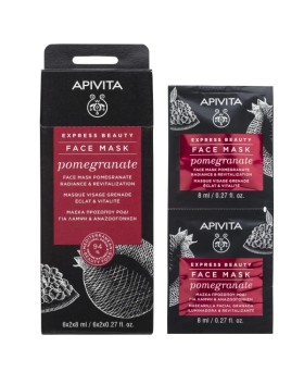 Apivita Express Beauty Μάσκα Αναζωογόνησης και Λάμψης με Ρόδι 2x8ml