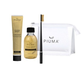 Piuma Set Golden Bright Σετ με Οδοντόκρεμα 75ml, Στοματικό Διάλυμα 200ml και 1 Οδοντόβουρτσα Perfect Black