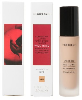 Korres Wild Rose Foundation SPF15 WRF2, Άγριο Τριαντάφυλλο Make-Up 30ml