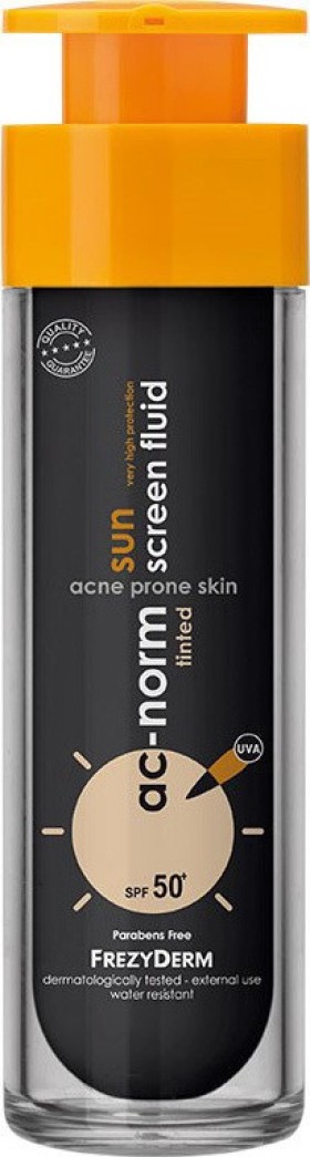 Frezyderm Ac-Norm Sun Screen Fluid Tinted SPF 50+,Aντηλιακή Προσώπου με Χρώμα για Ακνεϊκά Δέρματα 50ml