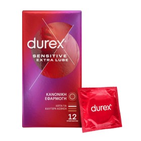 Durex Sensitive Extra Lube Condoms Λεπτά Προφυλακτικά με Επιπλέον Λιπαντικό για Καλύτερη Αίσθηση 12 Τεμάχια