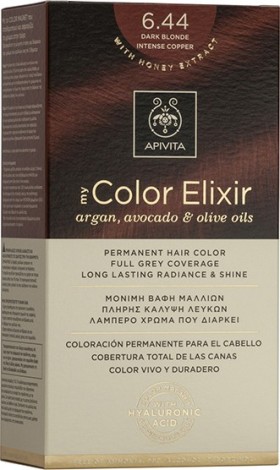 Apivita My Color Elixir Βαφή Μαλλιών 6.44 Ξανθό Σκούρο Έντονο Χάλκινο