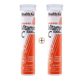Health Aid Vitamin C Βιταμίνη C με Γεύση Πορτοκάλι 1000mg 2x20Eff. Tabs