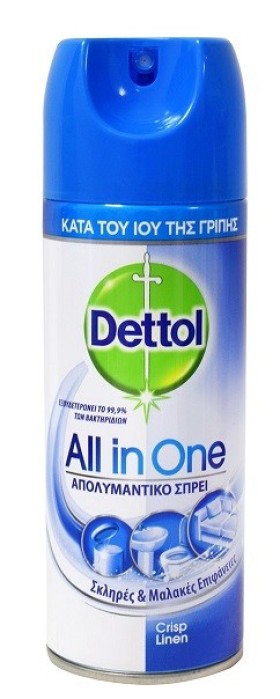 Dettol Spray Crisp Linen All In One Απολυμαντικό Αντιβακτηριδιακό Σπρέι 400ml