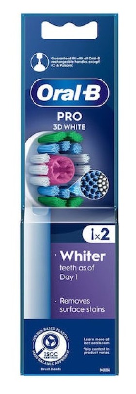Oral B Pro 3d White Clean Ανταλλακτικές Κεφαλές Για Ηλεκτρική Οδοντόβουρτσα 2τμχ