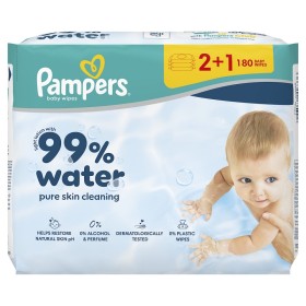 Pampers Μωρομάντηλα με 99% Νερό, χωρίς Οινόπνευμα & Parabens 3x60τμχ