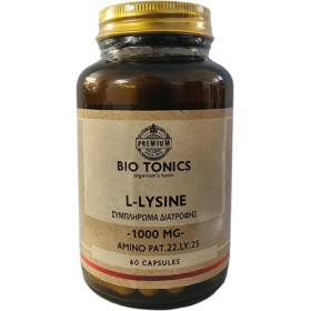 Bio Tonics L-Lysine Συμπλήρωμα του Αμινοξέως Λυσίνη 1000mg 60 caps