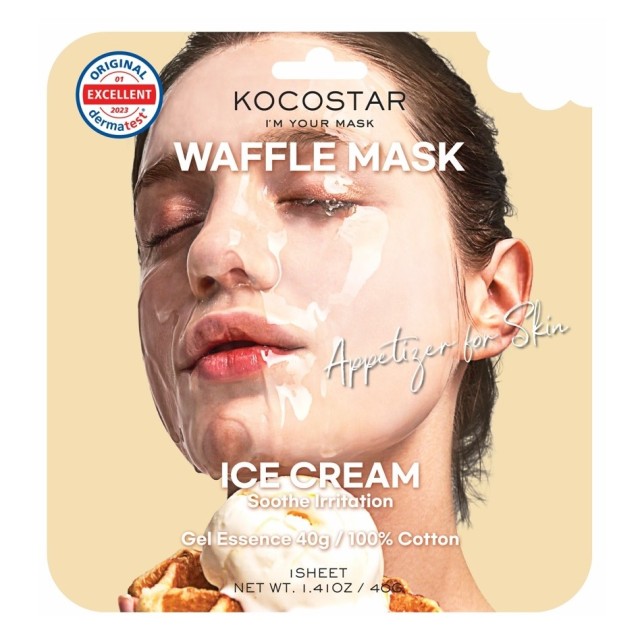 Kocostar Waffle Mask Ice Cream Εμποτισμένη Καταπραϋντική Μάσκα Προσώπου για Ευαίσθητες Επιδερμίδες 1τμχ