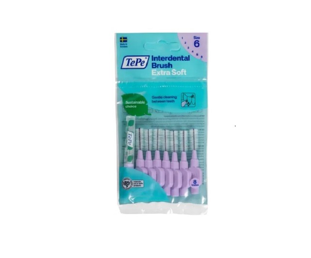 Tepe Μεσοδόντια Βουρτσάκια Extra Soft Μωβ Size 6 1.1mm 8τμχ