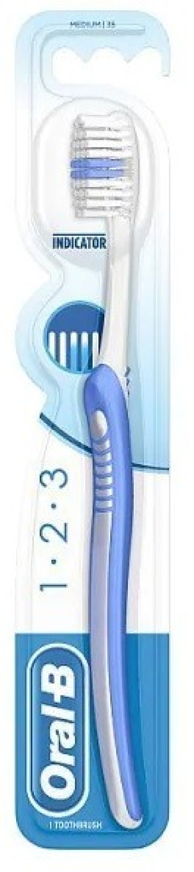 Oral-B 123 Indicator 35 Medium Μέτρια Οδοντόβουρτσα, Μωβ 1τμχ