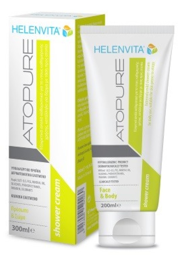 Helenvita Atopure Shower Cream Απαλό Καθαριστικό Καθημερινής Χρήσης για Πρόσωπο & Σώμα 200ml