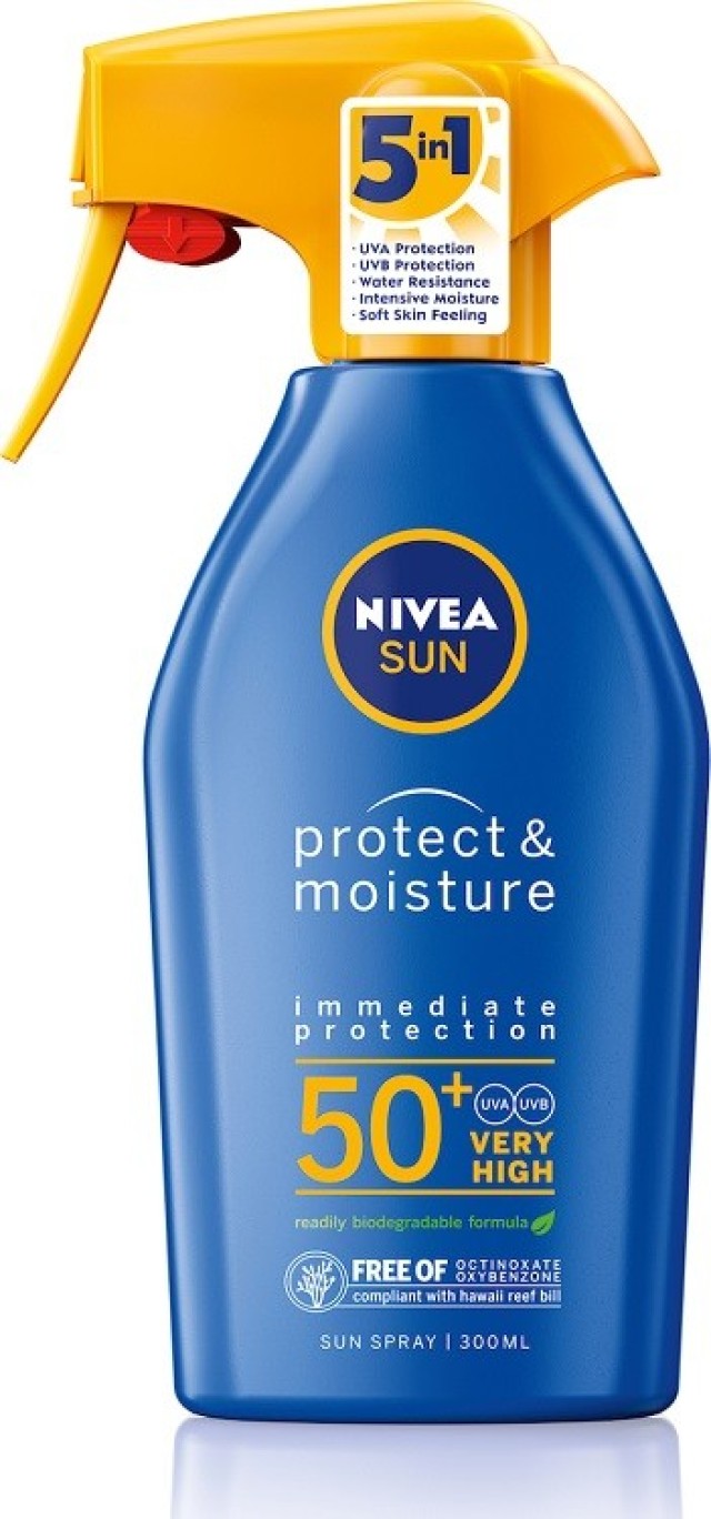 Nivea Sun Protect & Moisture Trigger Spray SPF50+ Αντηλιακό Σπρέι Προσώπου & Σώματος 300ml