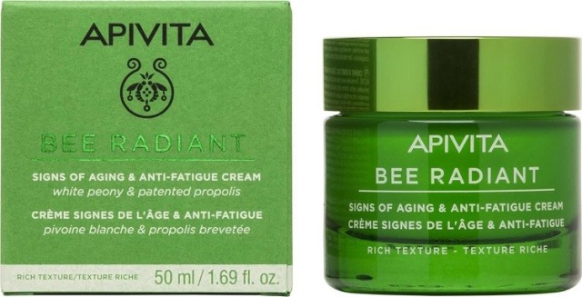 Apivita Bee Radiant Κρέμα Πλούσιας Υφής για Σημάδια Γήρανσης & Ξεκούραστη Όψη με Λευκή Παιώνια & Πρόπολη 50ml