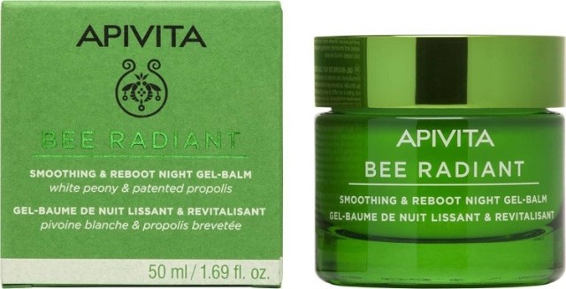 Apivita Bee Radiant Night, Gel-Balm Νύχτας για Λείανση & Αναζωογόνηση με Λευκή Παιώνια & Πρόπολη 50ml