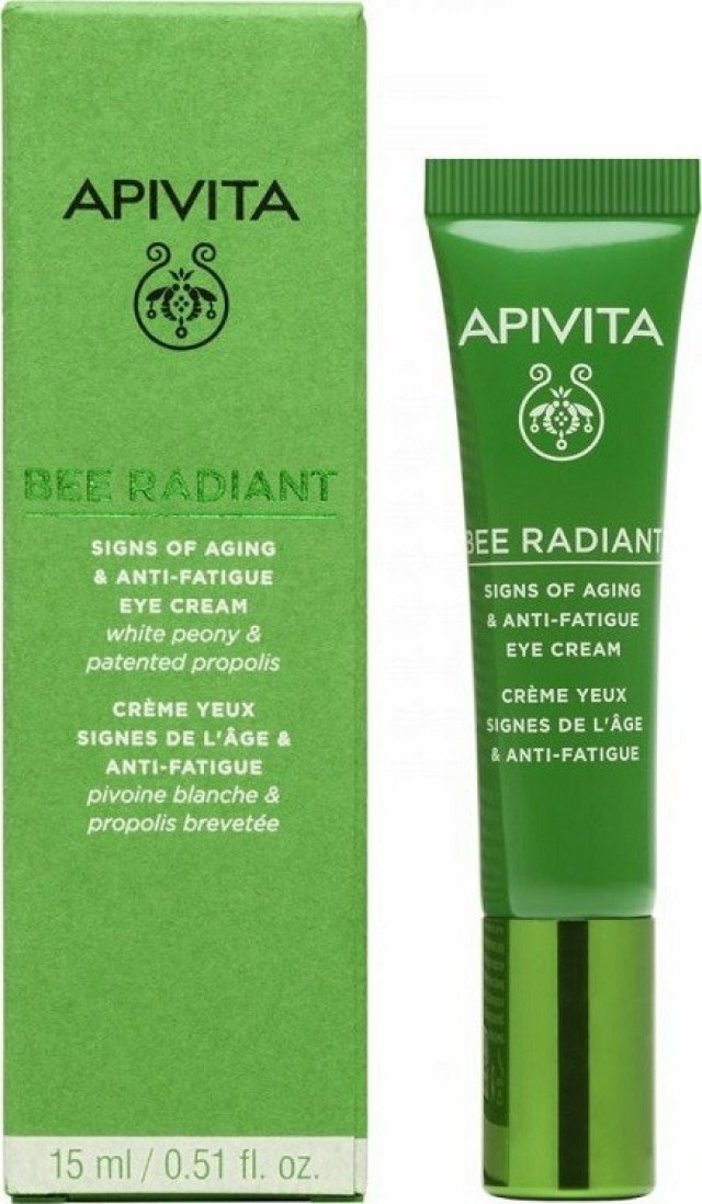 Apivita Bee Radiant Eye Cream Κρέμα Ματιών για Σημάδια Γήρανσης & Ξεκούραστη Όψη με Λευκή Παιώνια & Πρόπολη 15ml