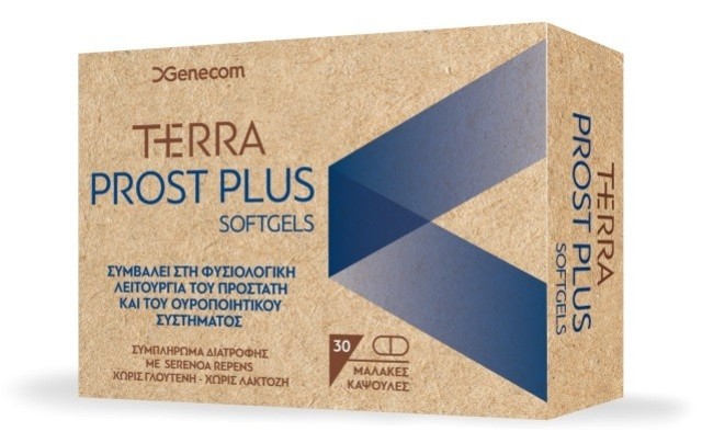 Genecom Terra Prost Plus Συμπλήρωμα Διατροφής για τη Καλή Λειτουργία του Προστάτη & του Ουροποιητικού Συστήματος 30soft.gels