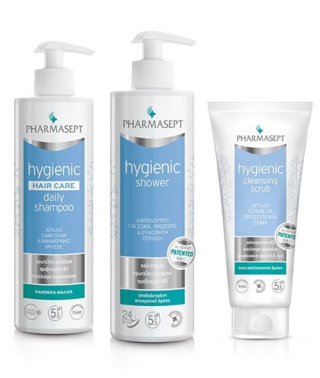 Pharmasept Hygienic Promo Showergel για Πρόσωπο & Σώμα 500ml & Hair Care Daily Σαμπουάν 500ml & Cleansing Scrub 200ml
