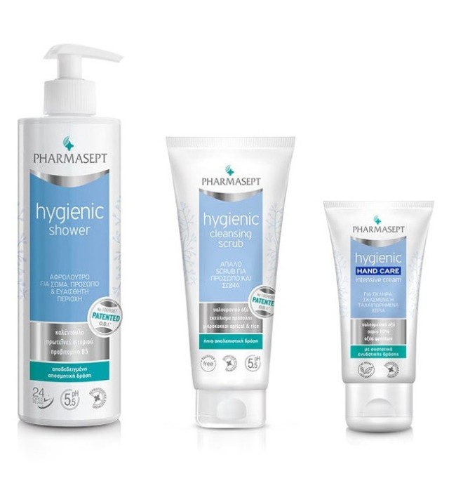 Pharmasept Hygienic Promo Showergel για Πρόσωπο & Σώμα 500ml & Cleansing Scrub 200ml & Intensive Hand Cream για Ξηρά Χέρια 75ml