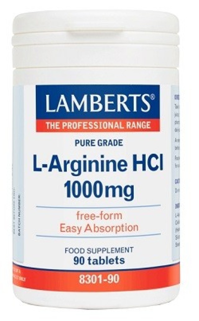 Lamberts L-Arginine HCl 1000mg Ελεύθερης Μορφής Αργινίνη 90tabs