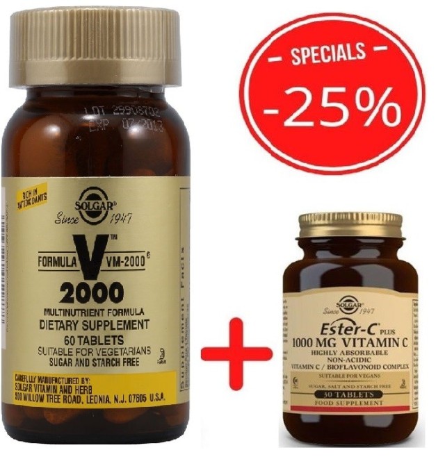 Solgar Promo Formula VM-2000 Φόρμουλα Βιταμινών & Μετάλλων 60Tabs &  Ester-C Plus 1000mg Βιταμίνη C σε Μη Όξινη Μορφή 30Tabs