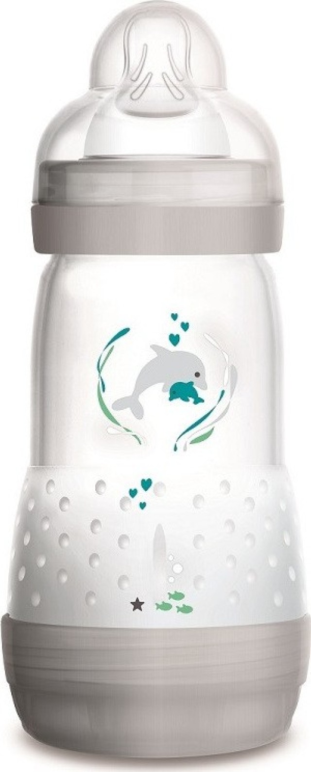 Mam Anti-Colic Πλαστικό Μπιμπερό 260ml κατά των κολικών με θηλή Σιλικόνη ηλικία 2+ Γκρι Δελφίνι
