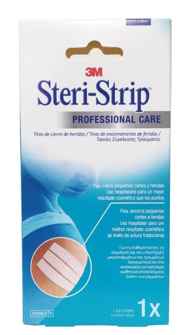 3M Steri-Strip Αυτοκόλλητες Ταινίες Συγκράτησης Δέρματος 12mm x 10cm 1τμχ